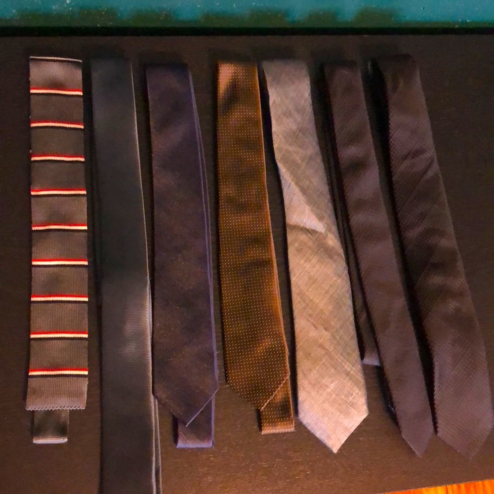 DESIGNER SKINNY TIE LOT 7 items THOM BROWNE PAUL SMITH BOSS HELMUT LANG RAG&BONE